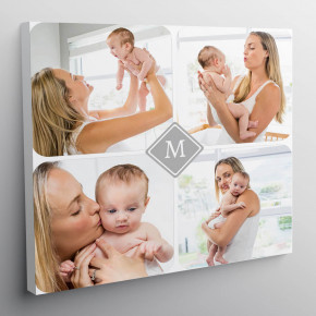 12x12" Monogram Photo Collage Canvas