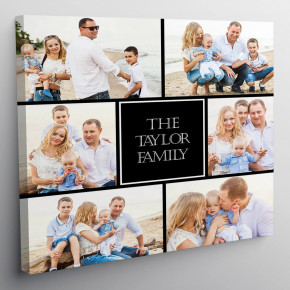 12x12" Black Square Photo Collage Canvas