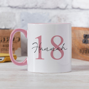  18th Elegant Name Pink Two Tone Mug