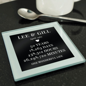 50 Wonderful Years Silver Square Coaster 
