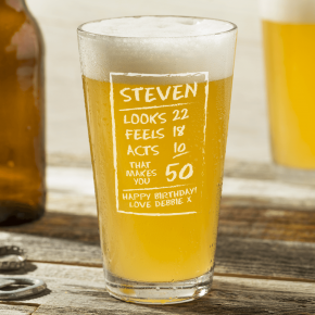  50th Birthday Chalk Design Pint Glass