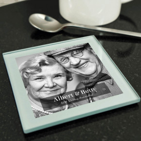 60th Anniversary Silver Glass Photo Coaster 