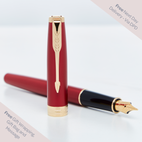 Parker Sonnet Red Gold Trim Fountain Pen 