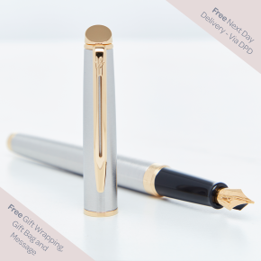 Waterman Hemisphere Stainless Steel Gold Trim Fountain Pen