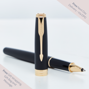 Parker Sonnet Matte Black Gold Trim Rollerball Pen