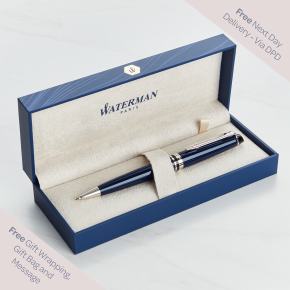 Waterman Expert Blue Chrome Trim Ballpoint Pen