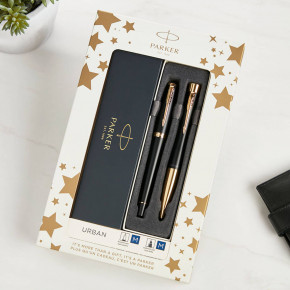 Parker Urban Ballpoint & Fountain Pen Set - Muted Black with Gold Trim
