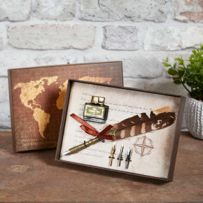 Brown Striped Feather Quill Set