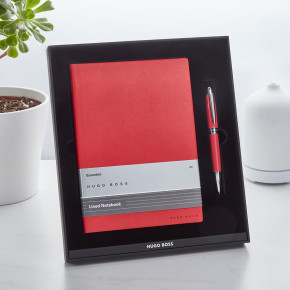 Essential Iconic Hugo Boss Notebook Red Pen Set