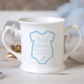 Baby Boy Babygro Christening Mug