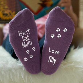 Best Cat Mum Purple Socks
