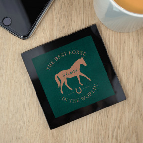 Best Horse in the World Black Glass Coaster