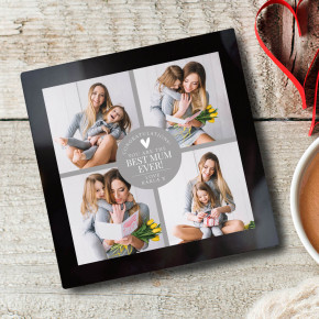 Best Mum 4 Photos Glass Coaster