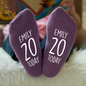 Big Number Birthday Purple Socks