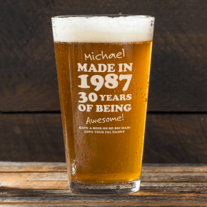 Birthday Made In Engraved Pint Glass
