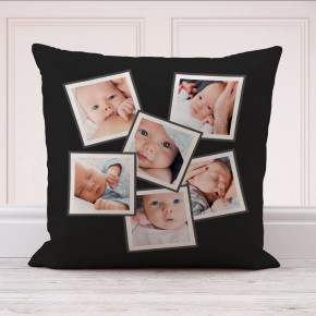 Black 6 Photo Collage Cushion 18x18"