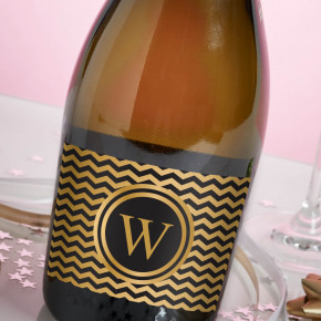 Black & Gold Monogrammed Prosecco