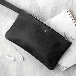 Black Leather Clutch Bag