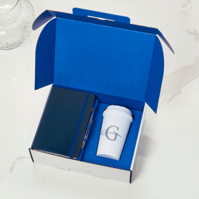 Blue Notebook, Pen & Take Away Cup Gift Set