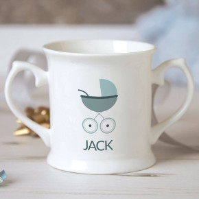 Baby Boy Pram Christening Mug