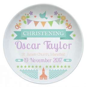 Bunting Christening Plate