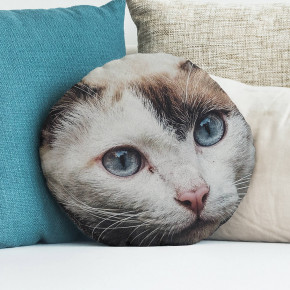 Cat Face Round Photo Cushion 18"