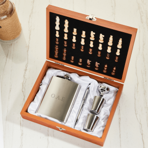 Chess & Hip Flask Travel Gift Set