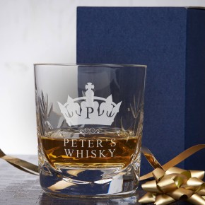 Crown Initial Crystal Whisky Tumbler 