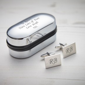Rectangle Silver Finish Cufflinks