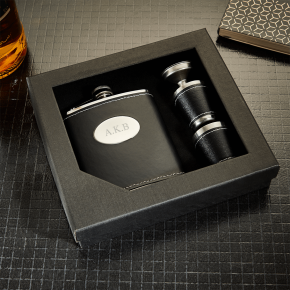 Deluxe Hip Flask Gift Set - Black