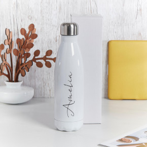 Personalised Elegant White Water Bottle 500ml