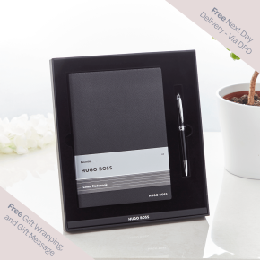 Essential Hugo Boss Black A5 Notebook & Ballpoint Pen Set