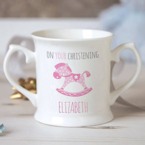 Girl Rocking Horse Christening Mug