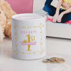  Baby Girl's 1st Birthday Personalised Money Box