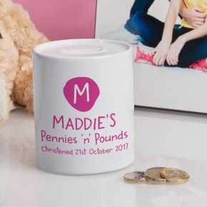 Pink Pennies & Pounds Personalised Money Box