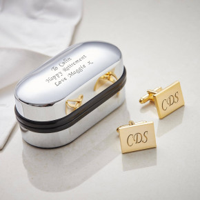 Gold Finish Rectangle Cufflinks 