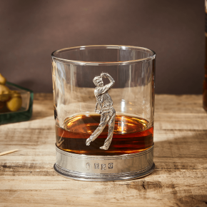 English Pewter Golf Glass Whisky Tumbler