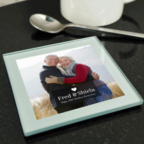 50th Anniversary Silver Glass Photo Coaster 