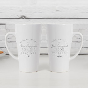 His and Hers Engagement Double Latte Mugs