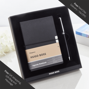 Hugo Boss A6 Agenda Notebook Set With Ballpoint Pen