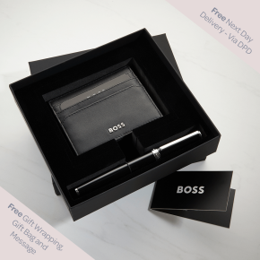Hugo Boss Black Card Holder & Rollerball Pen Gift Set