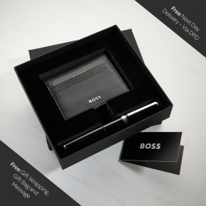 Hugo Boss Black Card Holder & Rollerball Pen Gift Set