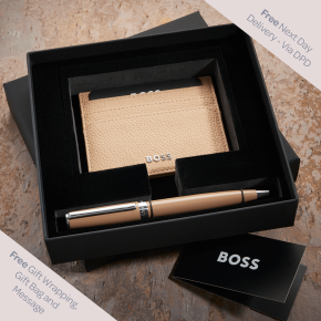 Hugo Boss Camel Ballpoint Pen & Card Holder 