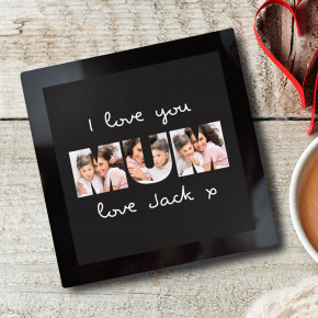 Love You Mum Photo Glass Coaster