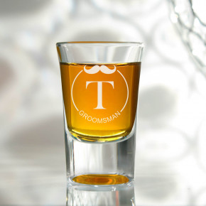 Initial Groomsman Conical Shot Glass