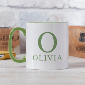 Initial Name Green Two Tone Mug