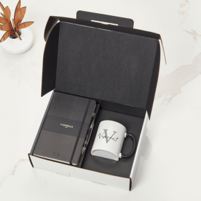 Black Castelli Notebook, Pen & Initial Mug Gift Set
