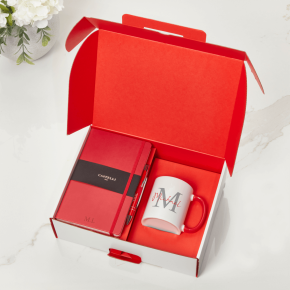 Red Castelli Notebook, Pen & Initial Mug Gift Set