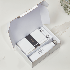 White Castelli Notebook, Pen & White Water Bottle Gift Set