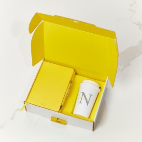 Yellow Notebook, Pen & Take Away Mug Gift Set